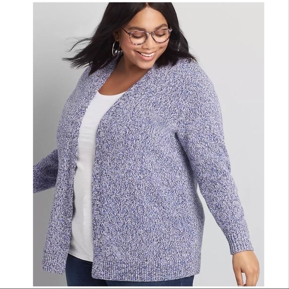 Lane Bryant open front marked over piece duster blue cardigan 10/12 - Picture 4 of 15